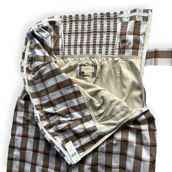 Maeve Anthropologie Belted Square-Neck Plaid Dress - Picture 6 of 14